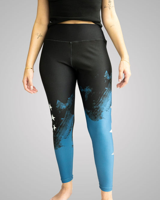 Calça Legging Athleta Performance - Azul e Preto