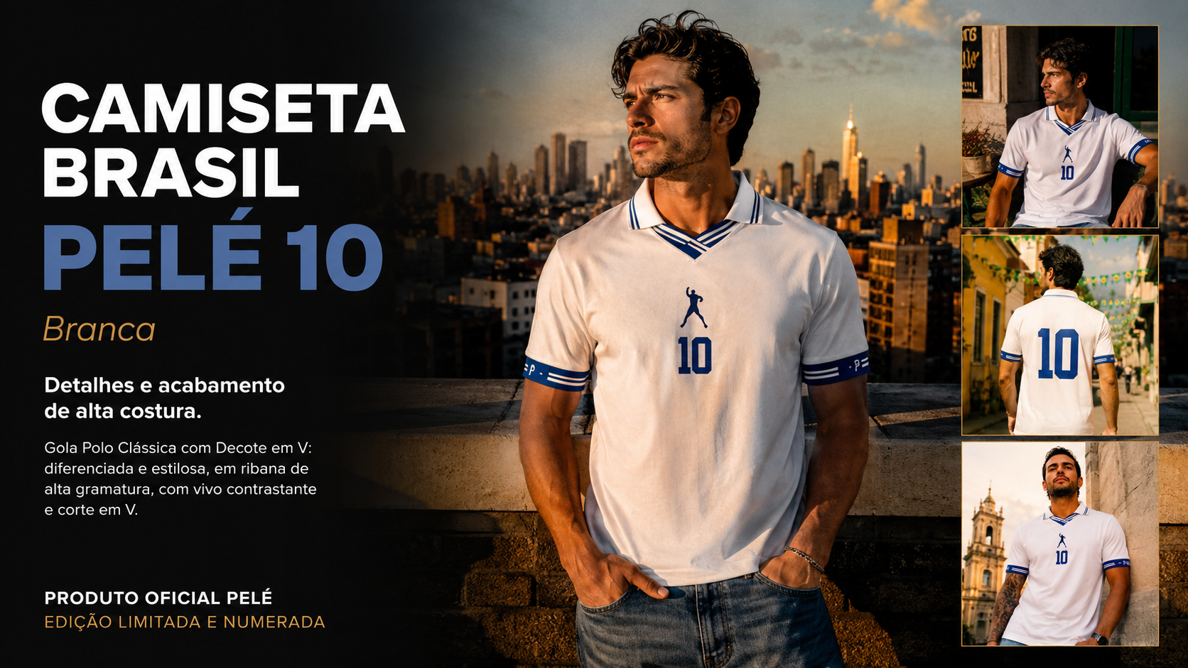  Descrição Camiseta Brasil Pelé 10 | Casual Branca