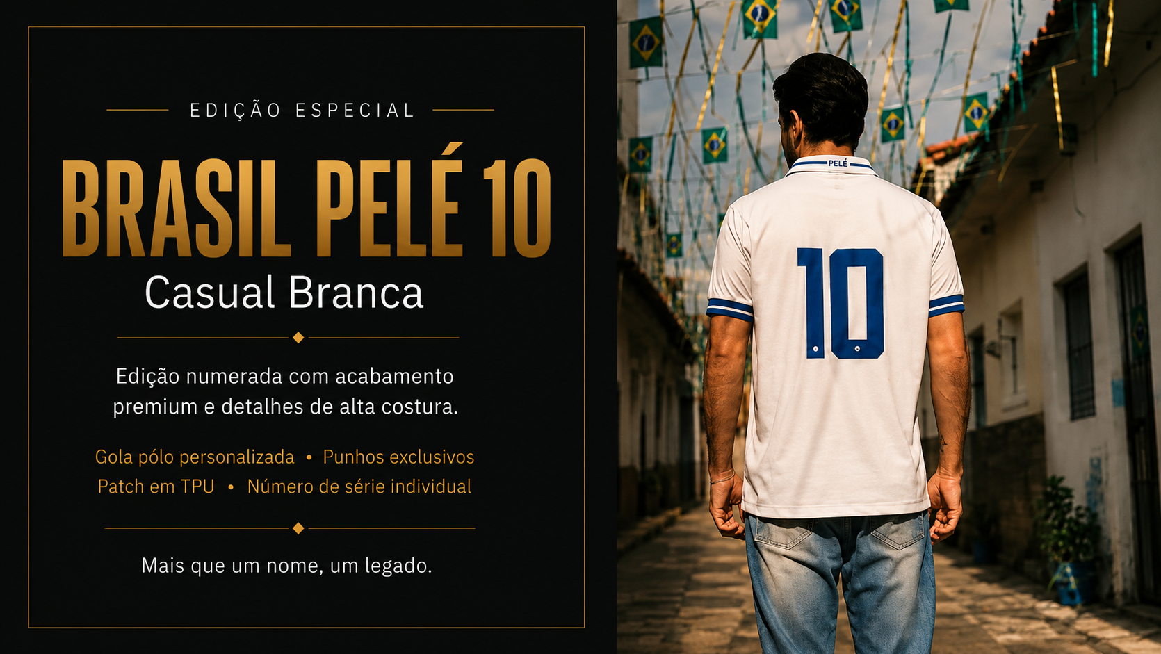  Descrição Camiseta Brasil Pelé 10 | Casual Branca