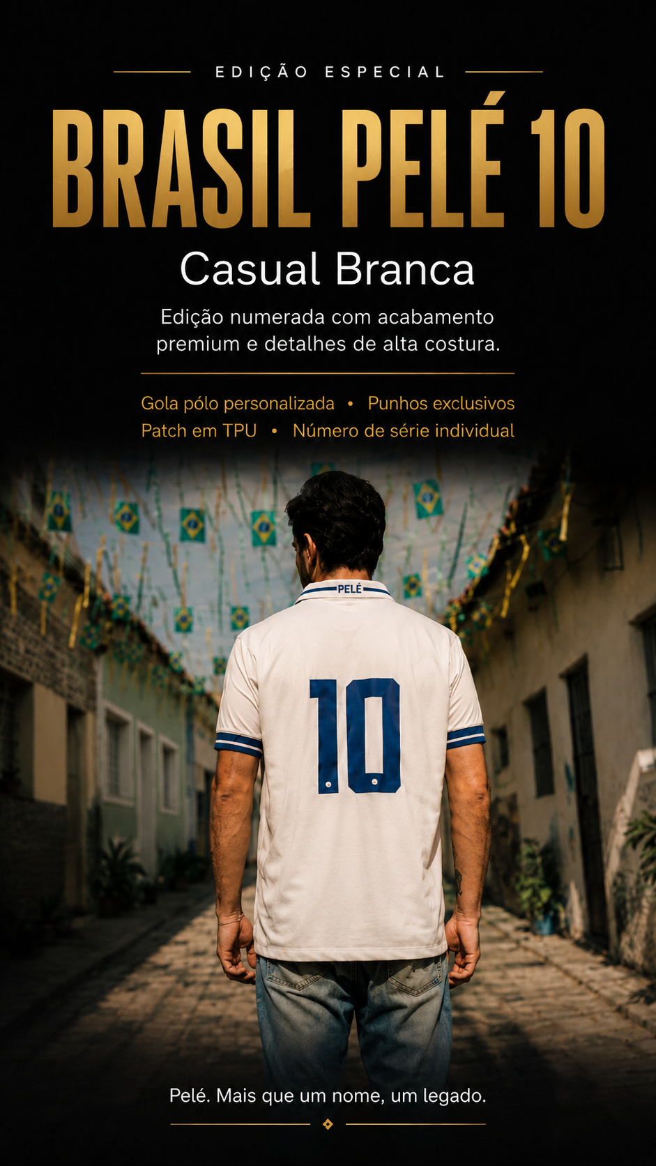  Descrição Camiseta Brasil Pelé 10 | Casual Branca