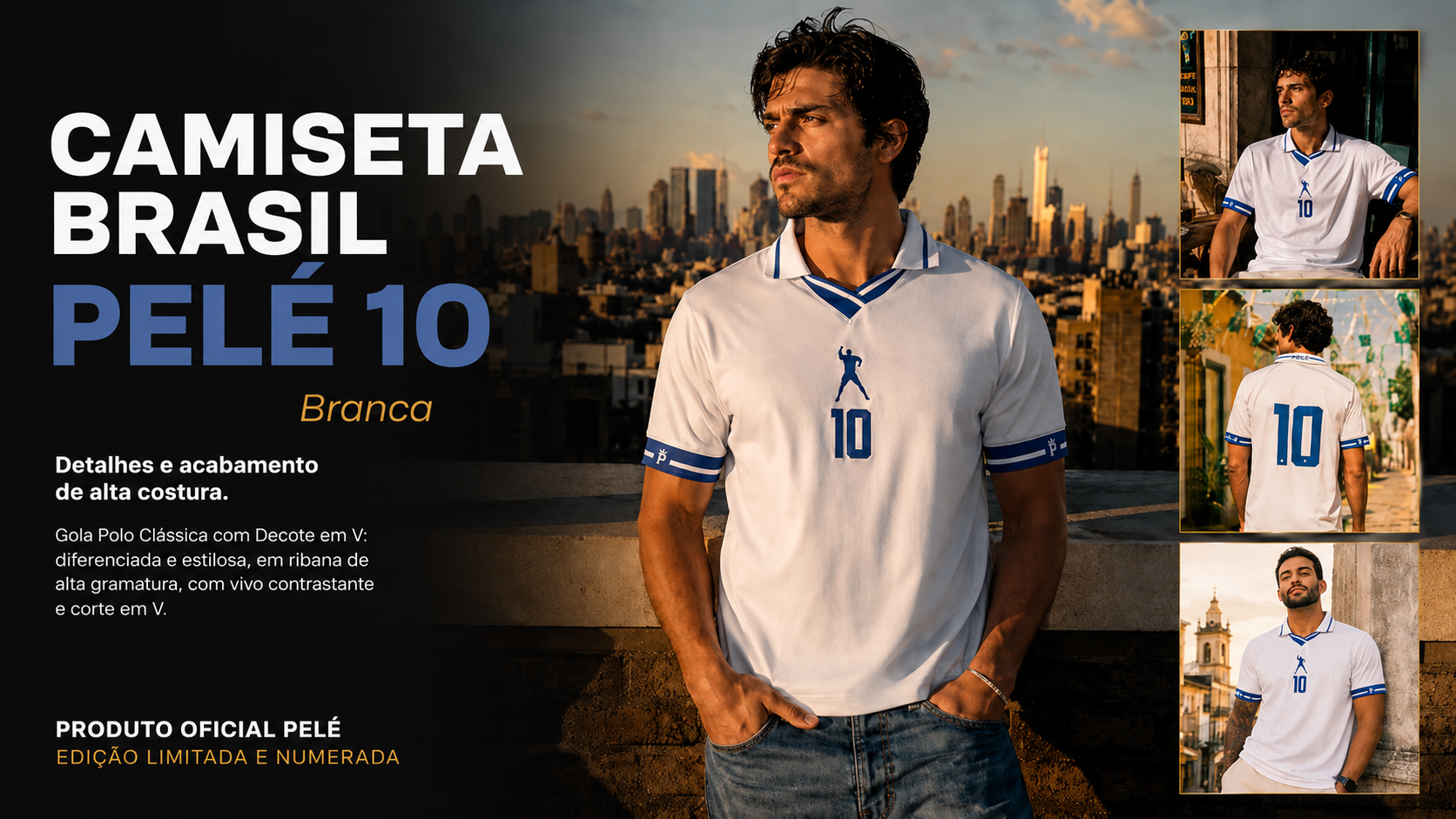  Descrição Camiseta Brasil Pelé 10 | Casual Branca