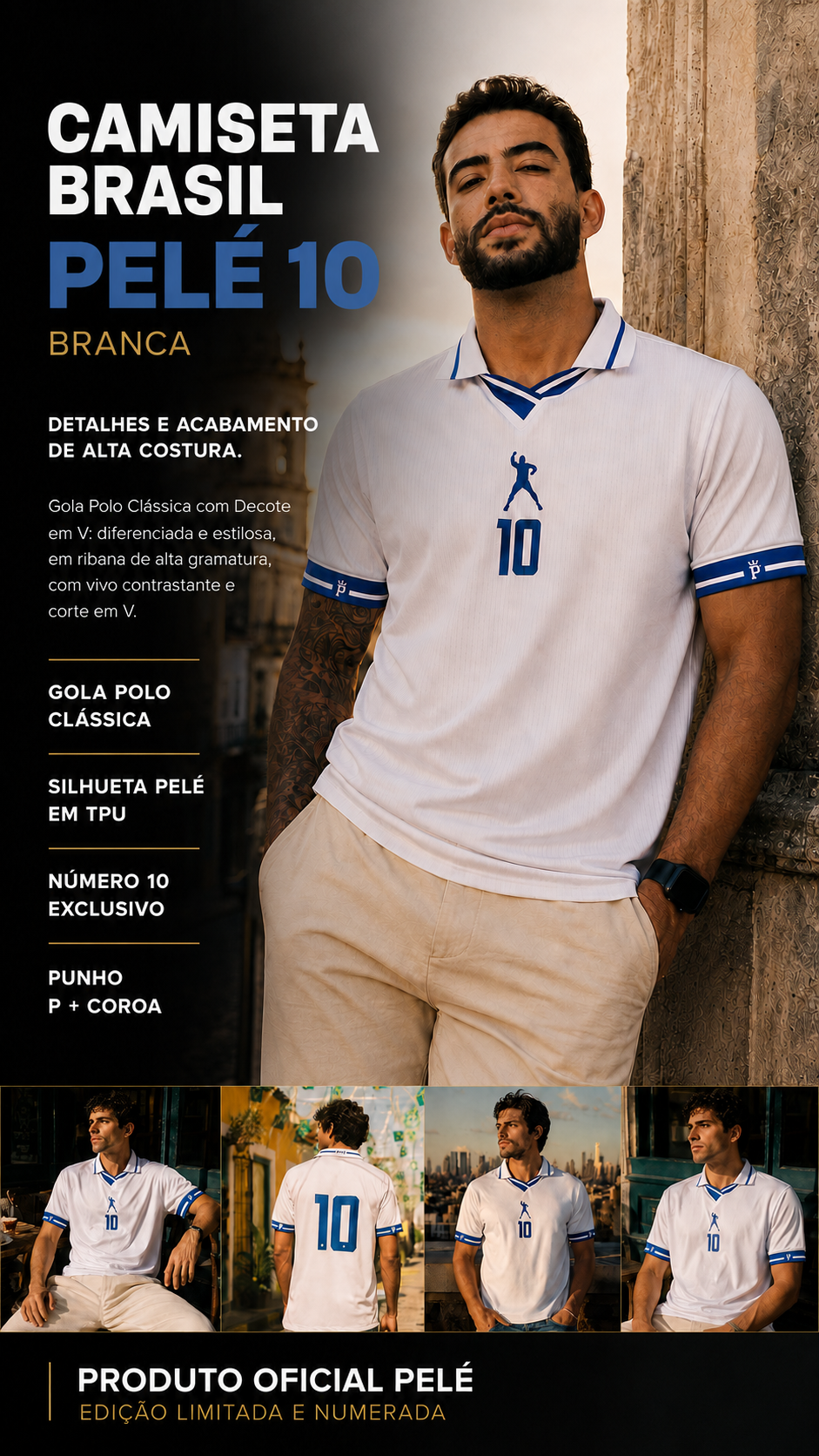  Descrição Camiseta Brasil Pelé 10 | Casual Branca