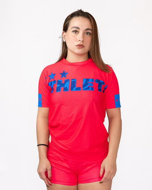 Térmica Manga Curta Femininna Athleta SS25 Comfort - Pink Blue