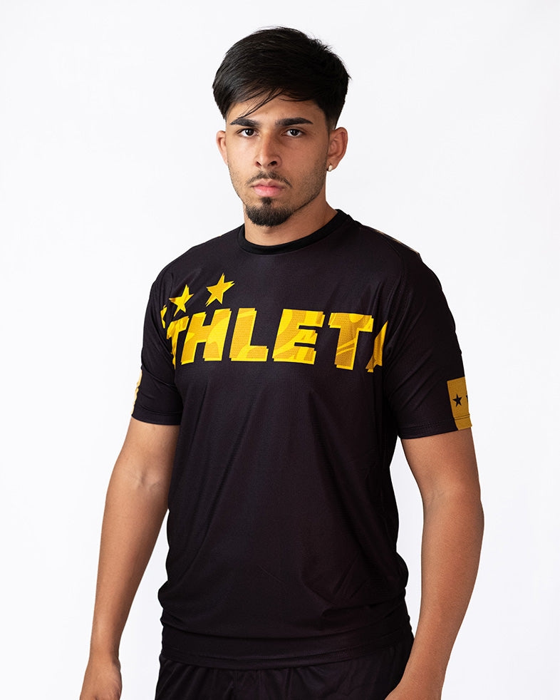 Athleta SS25 舒適男女短袖保暖上衣 - 黑金