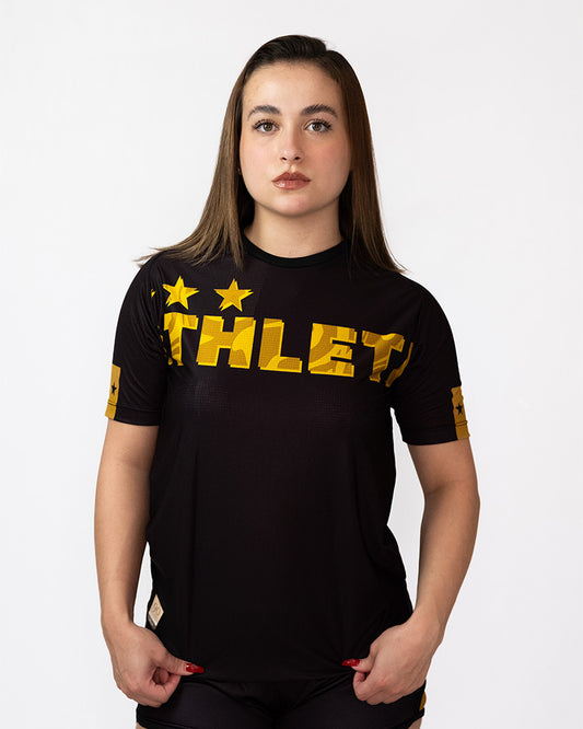 Athleta SS25 Comfort 女款短袖保暖上衣 - 黑金