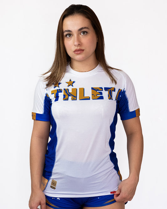 Athleta SS25 Futevôlei 女用短袖保暖上衣 - 藍白金