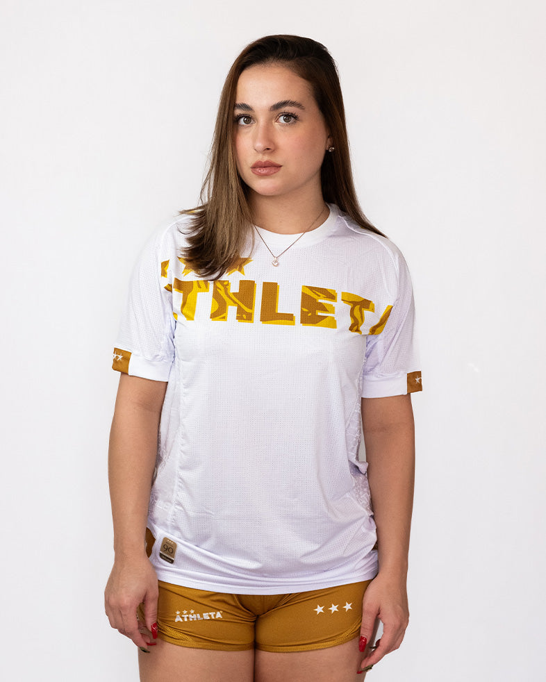 Athleta SS25 Futevôlei 女用短袖保暖上衣 - 白金色