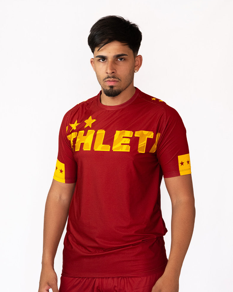 Térmica Manga Curta Masculina Athleta SS25 Comfort - Wine Gold
