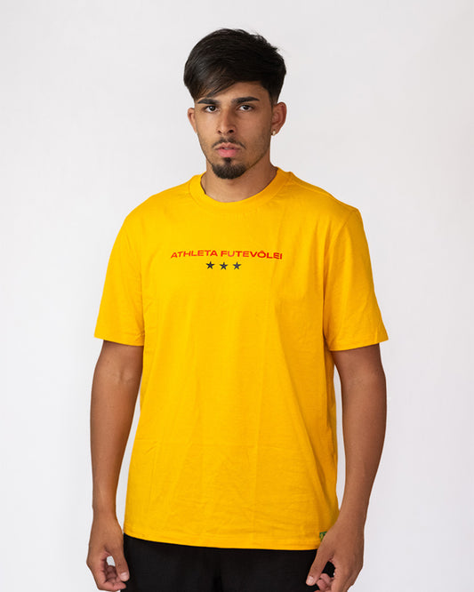 Camisa Athleta 90 Casual Futevôlei Cuidado Shark Attack Amarelo ATL009A