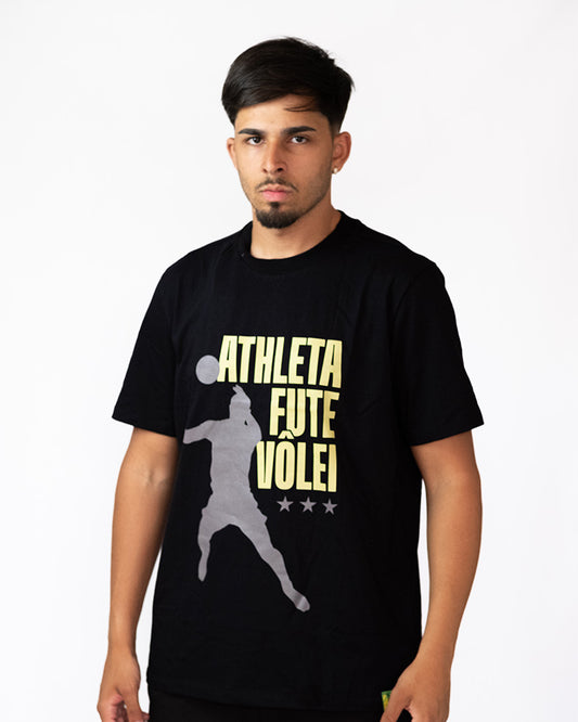 Camisa Athleta 90 Casual Futevôlei Diagonal Preta ATL007