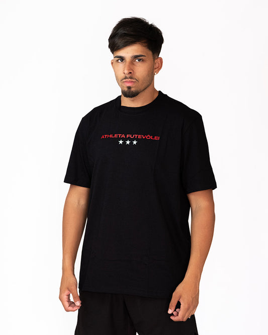 Camisa Athleta 90 Casual Futevôlei Cuidado Shark Attack Preta ATL009