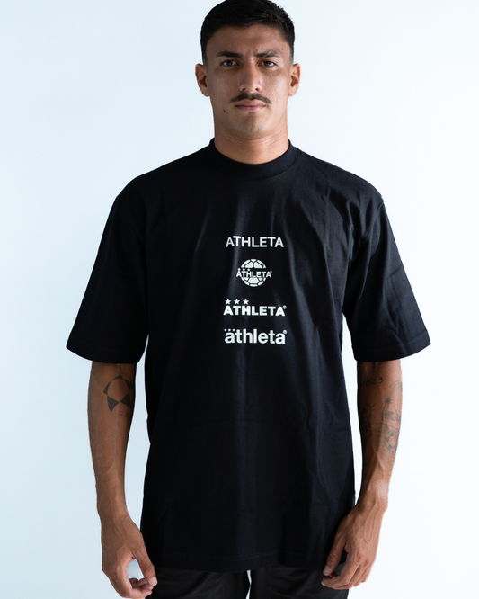 Camiseta Athleta Casual Oversized Black and White 2025- Preta Logos