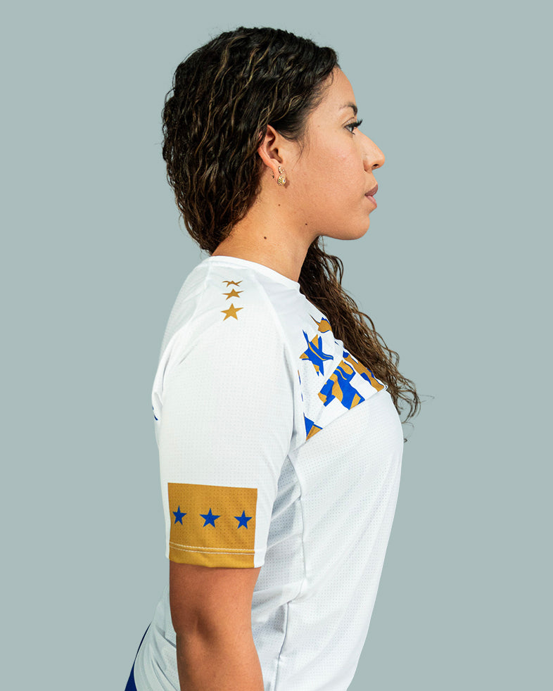 Térmica Manga Curta Feminina Athleta SS25 Confort - Blue White Gold