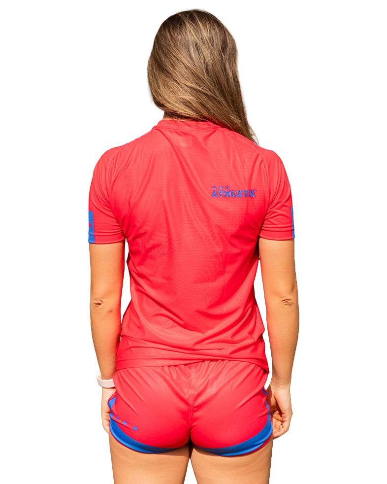 Térmica Manga Curta Femininna Athleta SS25 Confort - Pink Blue