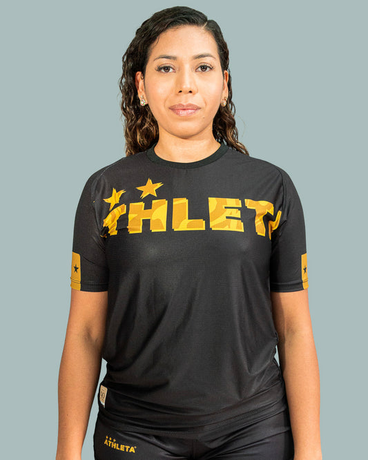 Térmica Manga Curta Feminina Athleta SS25 Confort - Black Gold