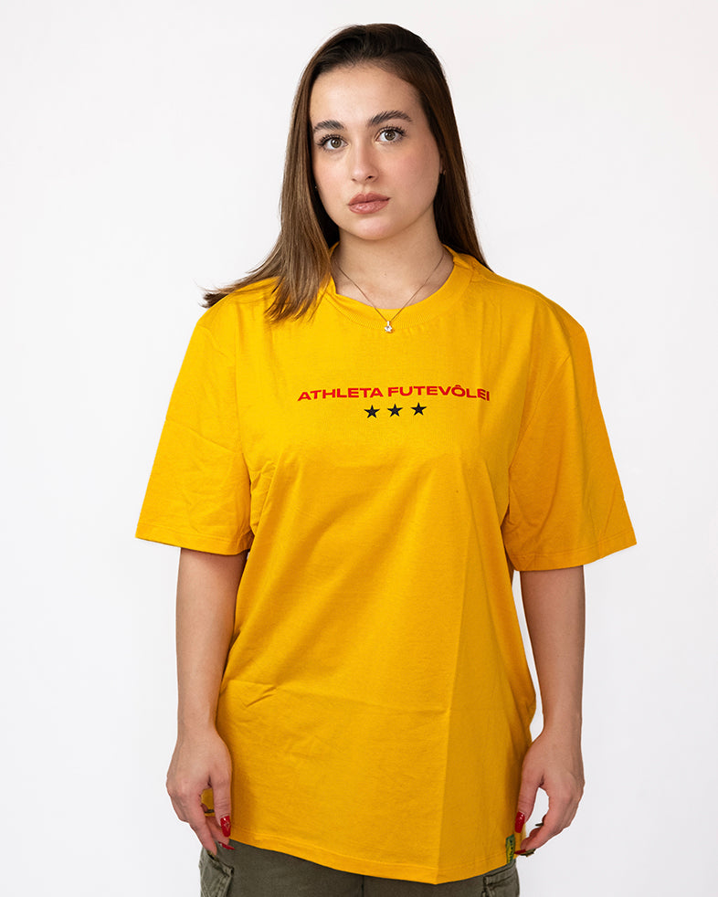 Camisa Athleta 90 Casual Futevôlei Cuidado Shark Attack Amarelo ATL009A