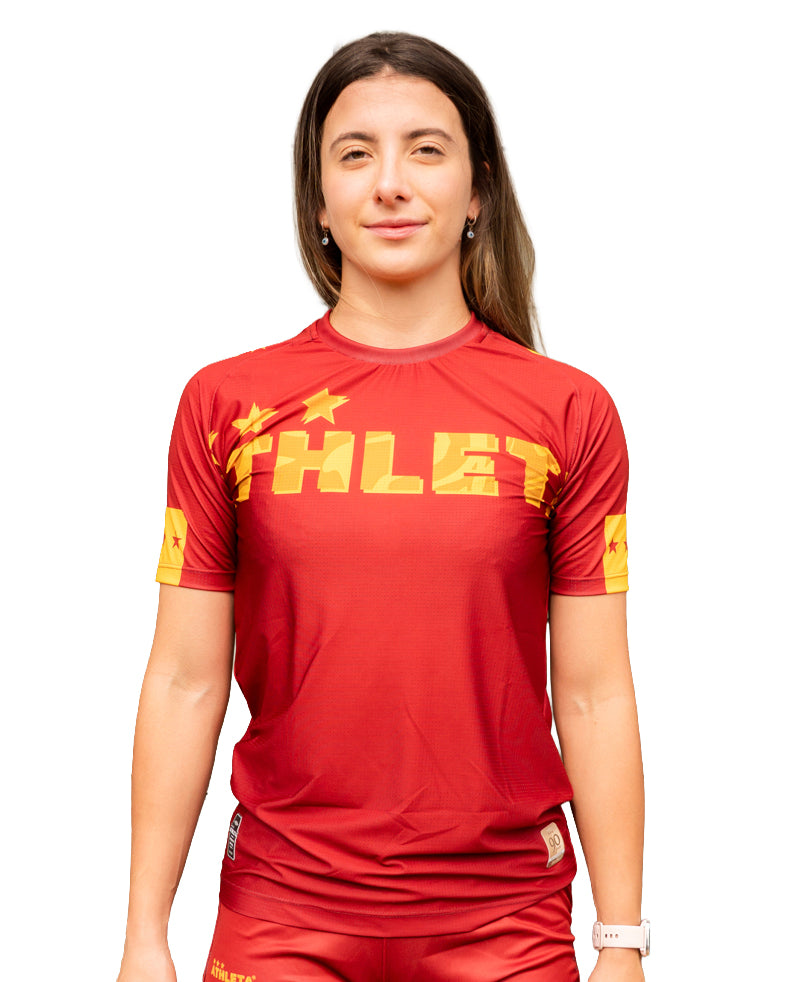 Térmica Manga Curta Feminina Athleta SS25 Confort - Wine Gold