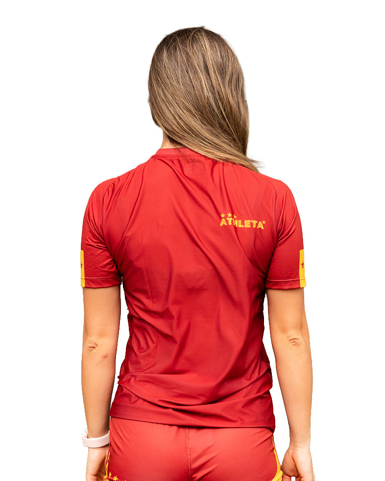 Térmica Manga Curta Feminina Athleta SS25 Confort - Wine Gold