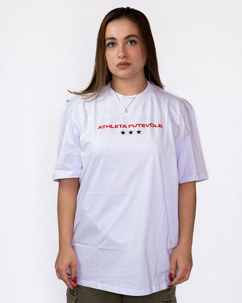 Camisa Athleta 90 Casual Futevôlei Cuidado Shark Attack Branco ATL009B