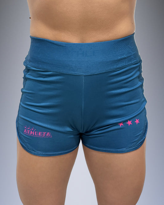 Calção Feminino Athleta SS27 Futevôlei - Petrol Blue Pink