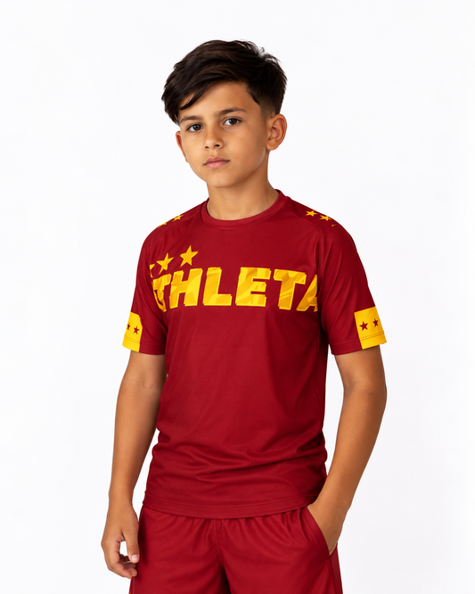 Térmica Manga Curta Infantil Masculina Athleta SS25 Comfort - Wine Gold