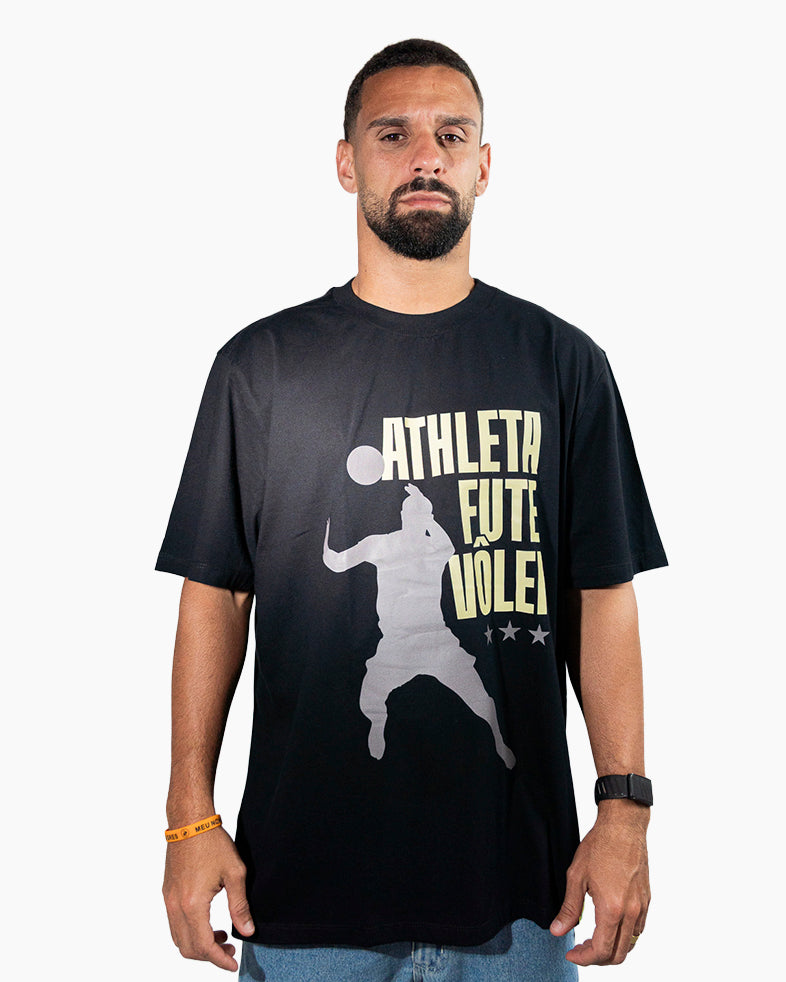 Camisa Athleta 90 Casual Futevôlei Diagonal Preta ATL007