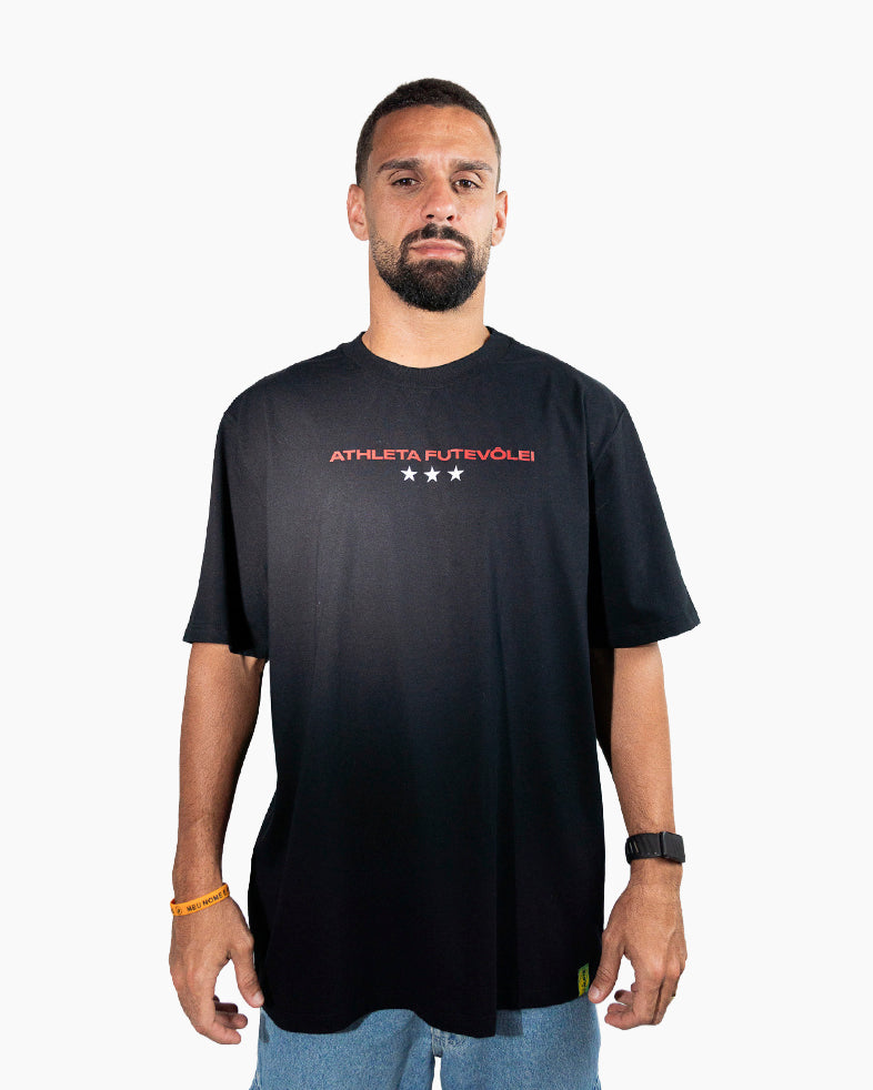 Camisa Athleta 90 Casual Futevôlei Cuidado Shark Attack Preta ATL009