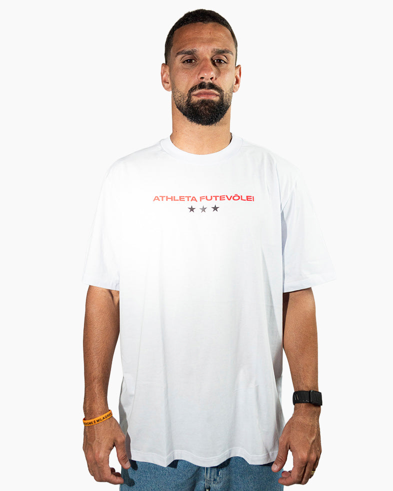 Camisa Athleta 90 Casual Futevôlei Cuidado Shark Attack Branco ATL009B