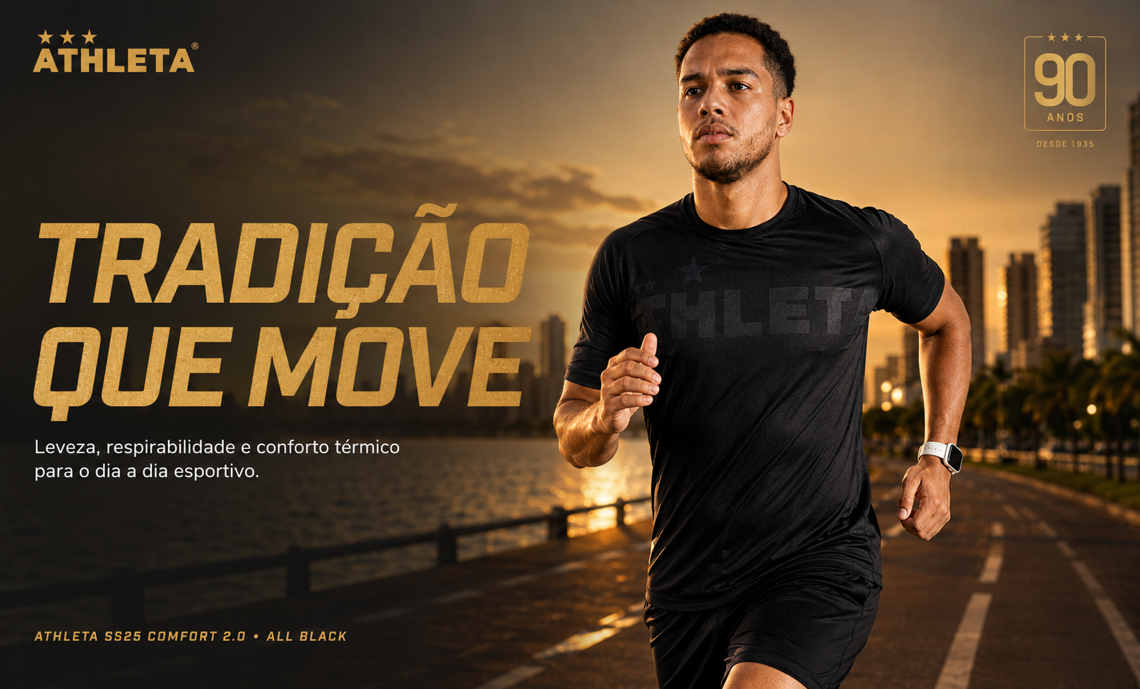  Descrição Térmica Manga Curta Athleta SS25 Comfort 2.0 - All Black