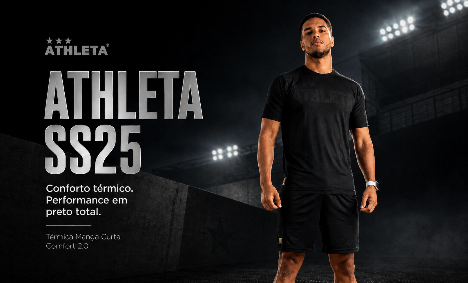  Descrição Térmica Manga Curta Athleta SS25 Comfort 2.0 - All Black