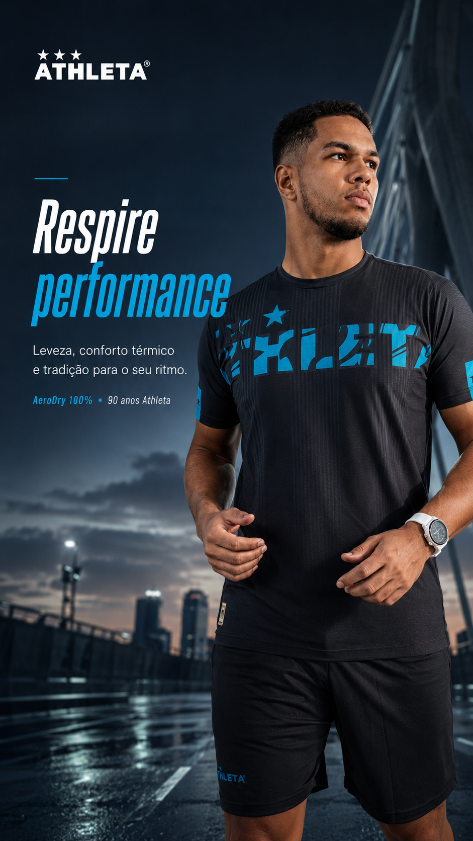  Descrição Térmica Manga Curta Athleta SS25 Comfort 2.0 - Miami Blue