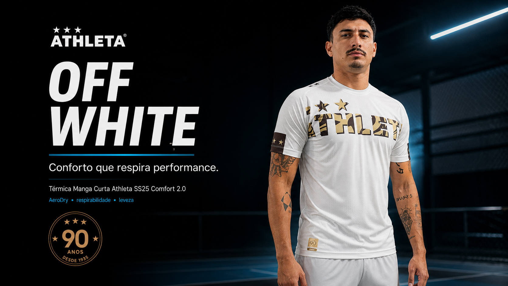  Descrição Térmica Manga Curta Athleta SS25 Comfort 2.0 - Off White