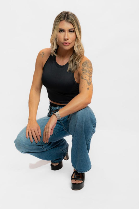 Blusinha Basic Feminina  Athleta Preta