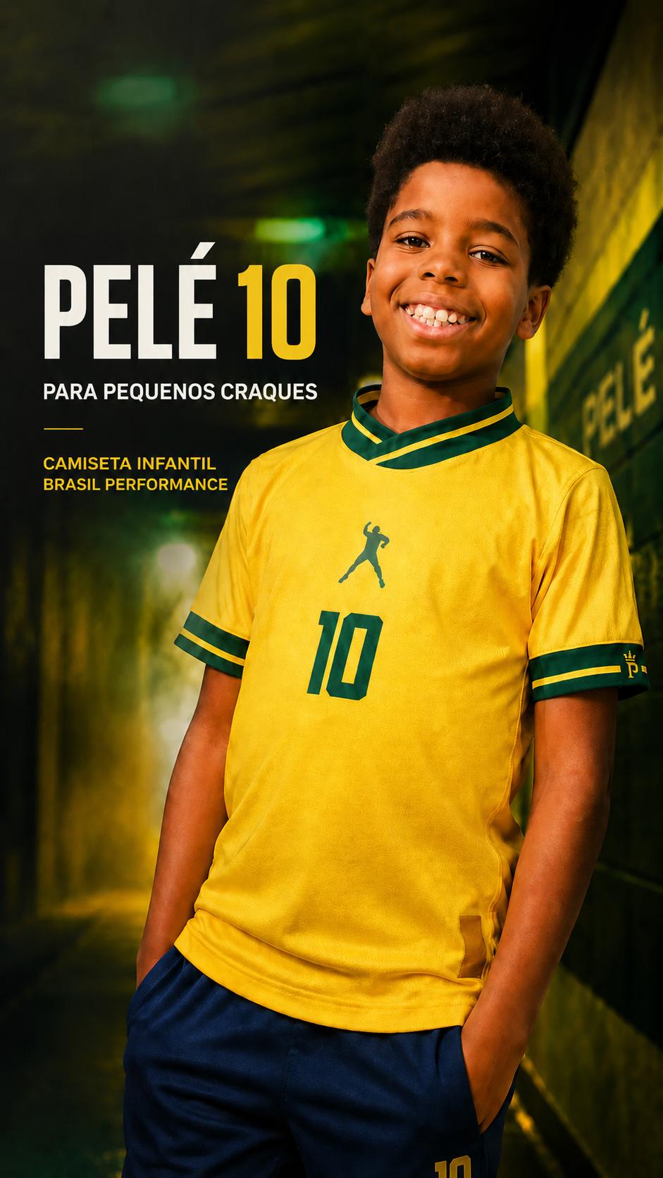  Descrição Camiseta Infantil Brasil Pelé 10 | Performance Amarela