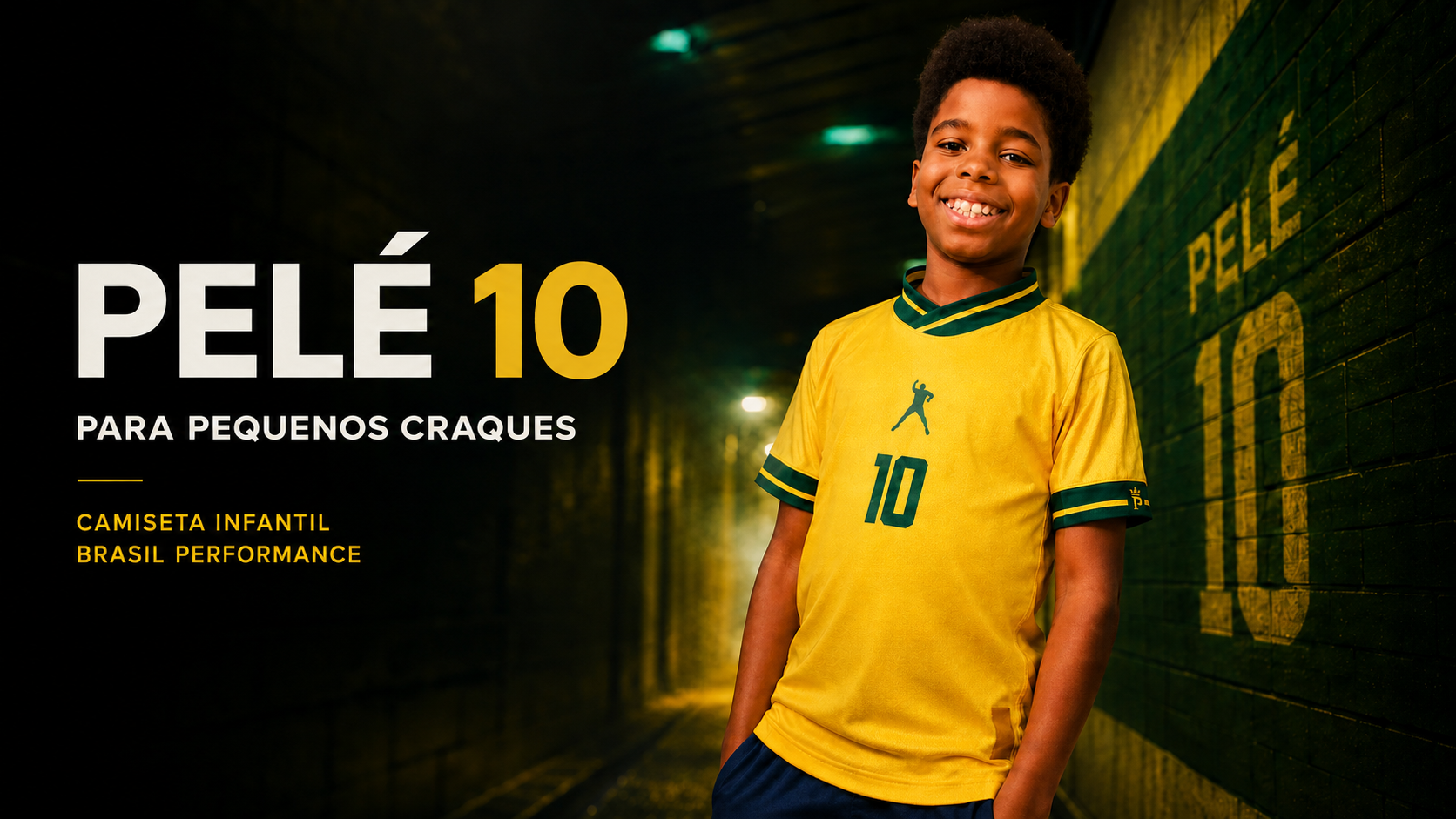  Descrição Camiseta Infantil Brasil Pelé 10 | Performance Amarela