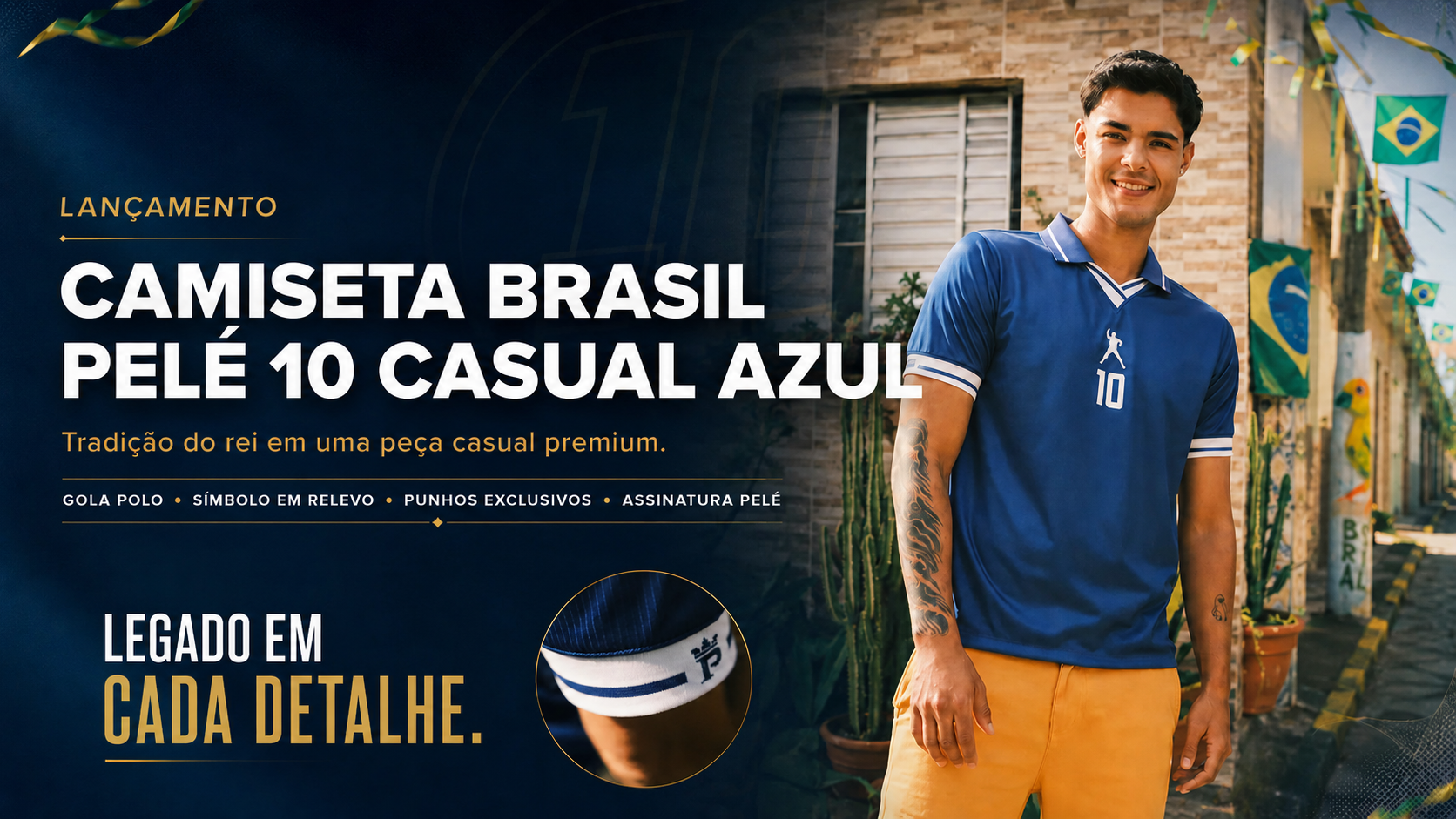  Descrição Camiseta Brasil Pelé 10 | Casual Azul