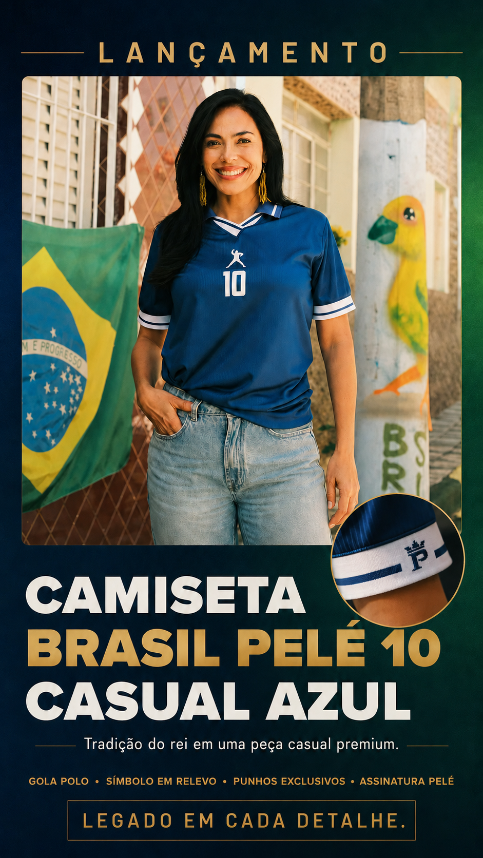  Descrição Camiseta Brasil Pelé 10 | Casual Azul