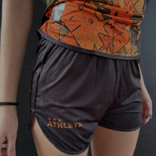 Short Fem. Linha Athleta Free 23 - Preto com Laranja