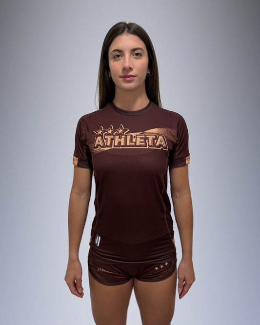 Térmica Manga Curta Feminina Athleta SS27 Futevôlei - Brown